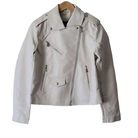 Lulus Beige Vegan Leather Moto Jacket Small - Picture 1 of 10